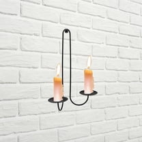 OUNONA 2pcs Wall Mounted Iron Candle Sconce Holder with Double Arm Vintage Style for Fireplace Wedding Home Decor