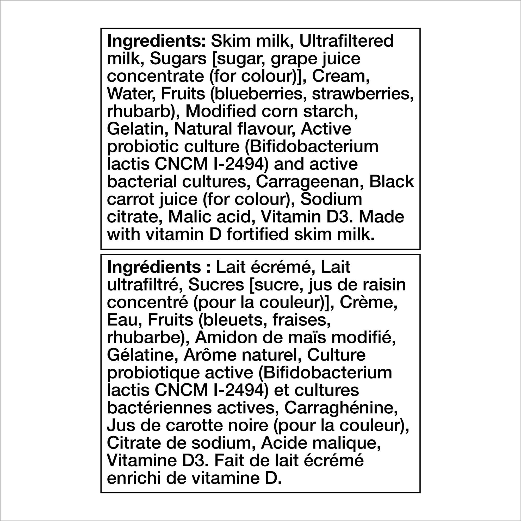 Activia Probiotic Yogurt, Strawberry-Rhubarb/Blueberry, 8x100g