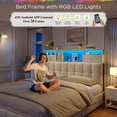 thumbnail image 6 of EnHomee Queen Size Bed Frame with 4 Underbed Drawers & 2 Small Drawers Upholstered Bed Frame Queen with Headboard and Storage &  LED Lights & Charge Station,Beige, 6 of 7