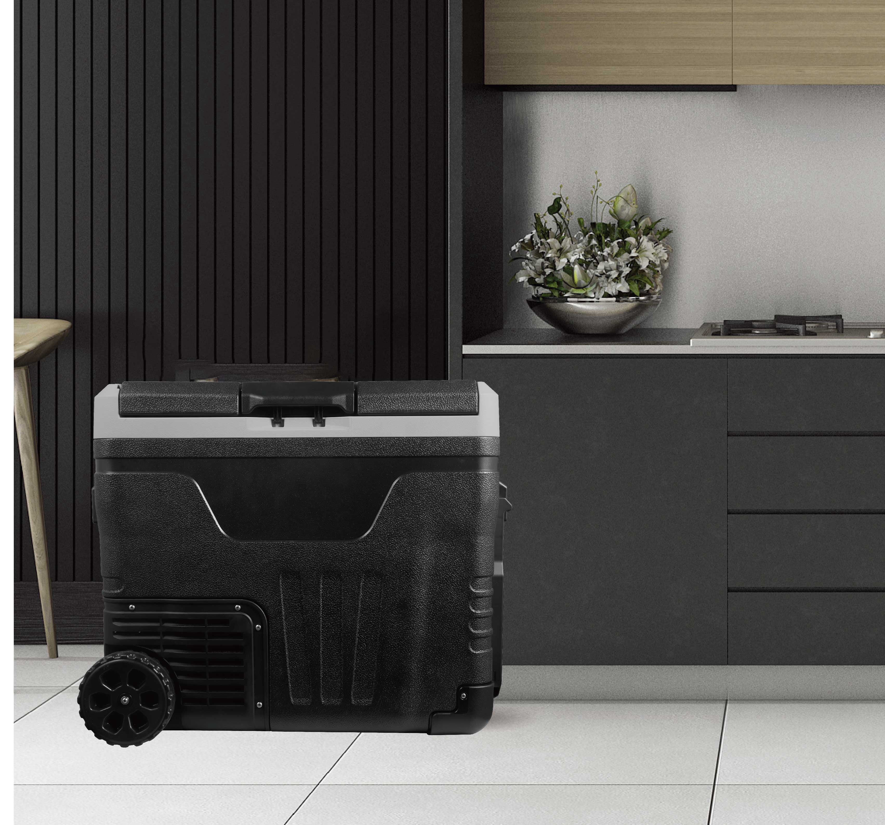 Frigidaire 49 Qt. (46L) Portable Convertible Refrigerator/Freezer, Dual Zone Smart Trolley-with App, Car Fridge, Black