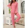 thumbnail image 3 of Conjunto de pijama ZMJ Pink para mujer, camisa de manga larga y pantalones XL, 3 of 9