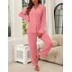 thumbnail image 3 of Conjunto de pijama ZMJ Pink para mujer, camisa de manga larga y pantalones XL, 3 of 9