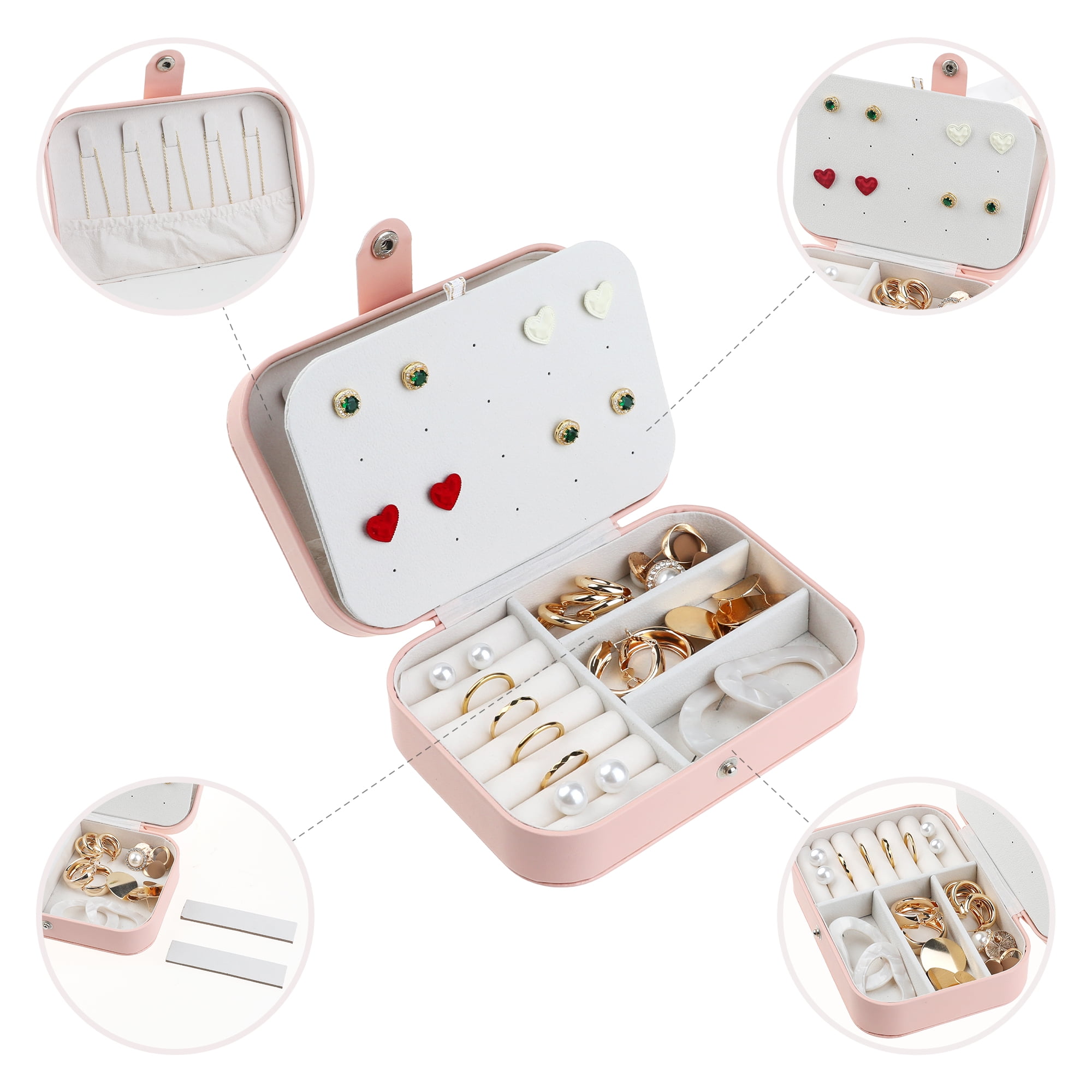 Unique Bargains Jewelry Box Small PU Leather Jewelry Organizer Case Storage Display Holder Pattern M
