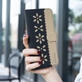 thumbnail image 4 of Compatible with Samsung Galaxy S25 Edge Wallet Case with Card Holder, Premium PU Leather Floral Design Flip Cover with Kickstand Magnetic Closure, RFID Blocking Phone Case for S25 Edge, Black, 4 of 6