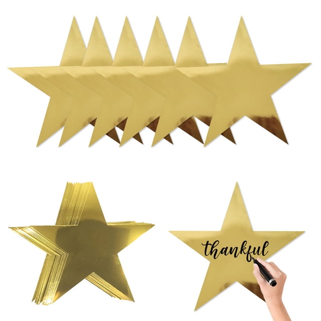 36 Uds estrella dorada estampado por los dos lados decoración de estrellas de papel para suministros de fiesta de boda