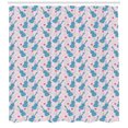 thumbnail image 3 of Music Shower Curtain, Violin Pattern on Pastel Toned Notes and Blossoming Romantic Roses, Fabric Bathroom Set with Hooks, 69W X 84L Inches Extra Long, Slate Blue Pale Pink and Pink, by Ambesonne, 3 of 3
