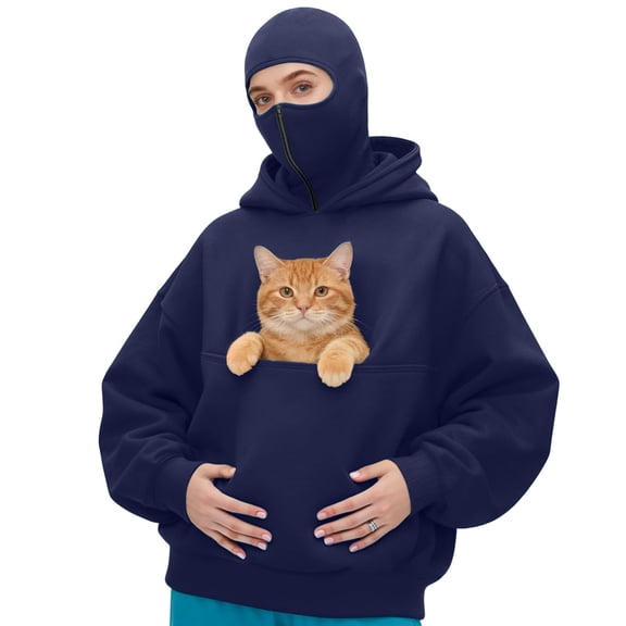 jobturf Cat Dog Pouch Balaclava Hoodie Pet Carrier Large Pocket Sweatshirt Puppy Kitten Holder Pullover Shirt Long Sleeve Going Out Tops
