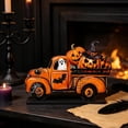thumbnail image 6 of JWZZYD Halloween Tabletop Decorations Indoor, Truck Wooden Tabletop Decor, Striped Checkered Pumpkin Flat Ornament, Vintage Fall Halloween Thanksgiving Mantel Home Desk Decor, 6 of 6