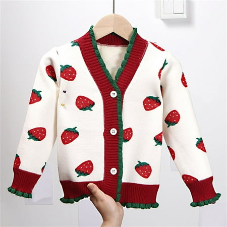 

ZMHEGW Jacket For Toddler Children Baby Boys Girls Cute Cartoon Ruffled Long Sleeve Sweater Cardigan Knitted Outer Outfits Clothes Kid Coat