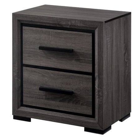 Bowery Hill 2-Drawer Contemporary Wood Nightstand in Gray/Black