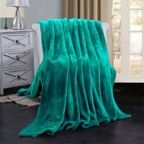 JML All-Season Lightweight Warm Fleece Bed Blanket, Teal, Queen