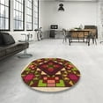 thumbnail image 4 of Ahgly Company Tapis Rond Lavable en Machine Intérieur Transitionnel Pérun Brun, 4 Pieds Rond, 4 of 7