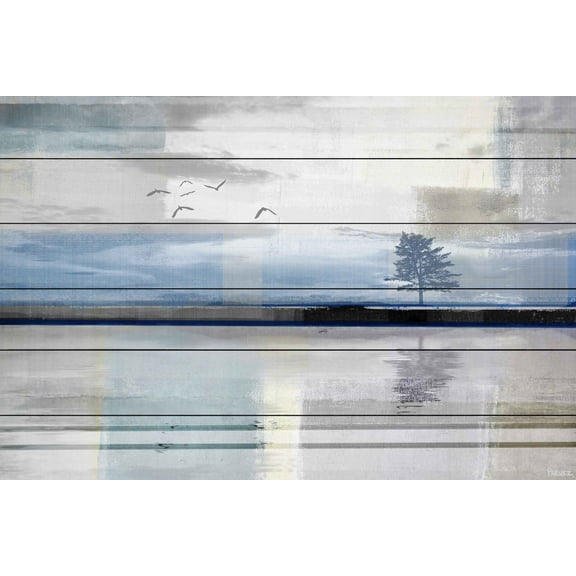 Parvez Taj Shimmering Reflection White Wood Wall Art, 8" x 12"