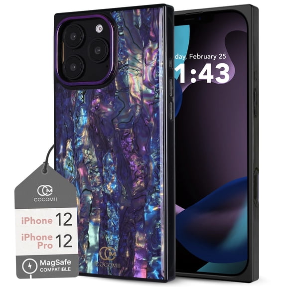 COCOMII Rectangle for iPhone 12/12 Pro Case, Milky Way Abalone Shell