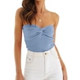 thumbnail image 4 of Womens Tube Tops Summer Outfits Beach Vacation Clothes Sweaters Strapless Sleeveless Tank Tops Blue XL, 4 of 9