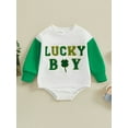 thumbnail image 3 of Newborn Baby Girl Boy My first St. Patrick's Day Outfit 3 6 12 18 Months Lucky Baby Romper Sweatshirt Onesie Bodysuit, 3 of 8