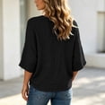 thumbnail image 2 of Linen Tops for Women Split V Neck Blouses Womens Loose Fit Casual Tshirts 3/4 Length Sleeve Solid Blouses Women Trendy Summer Outfits, 2 of 6