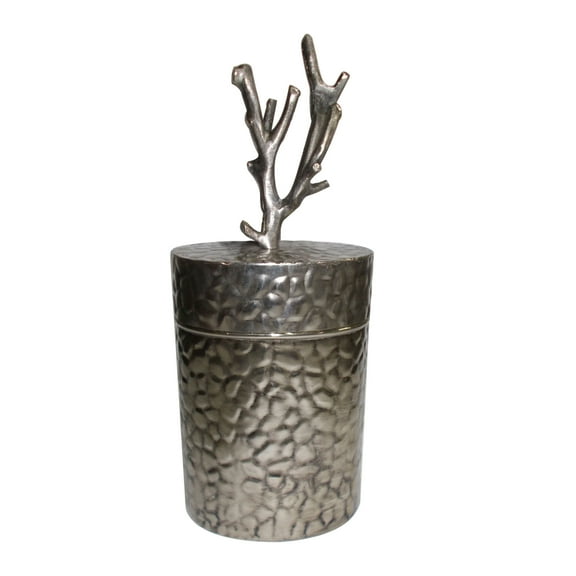 Lidded Jar with Branch Finial - Antique Silver