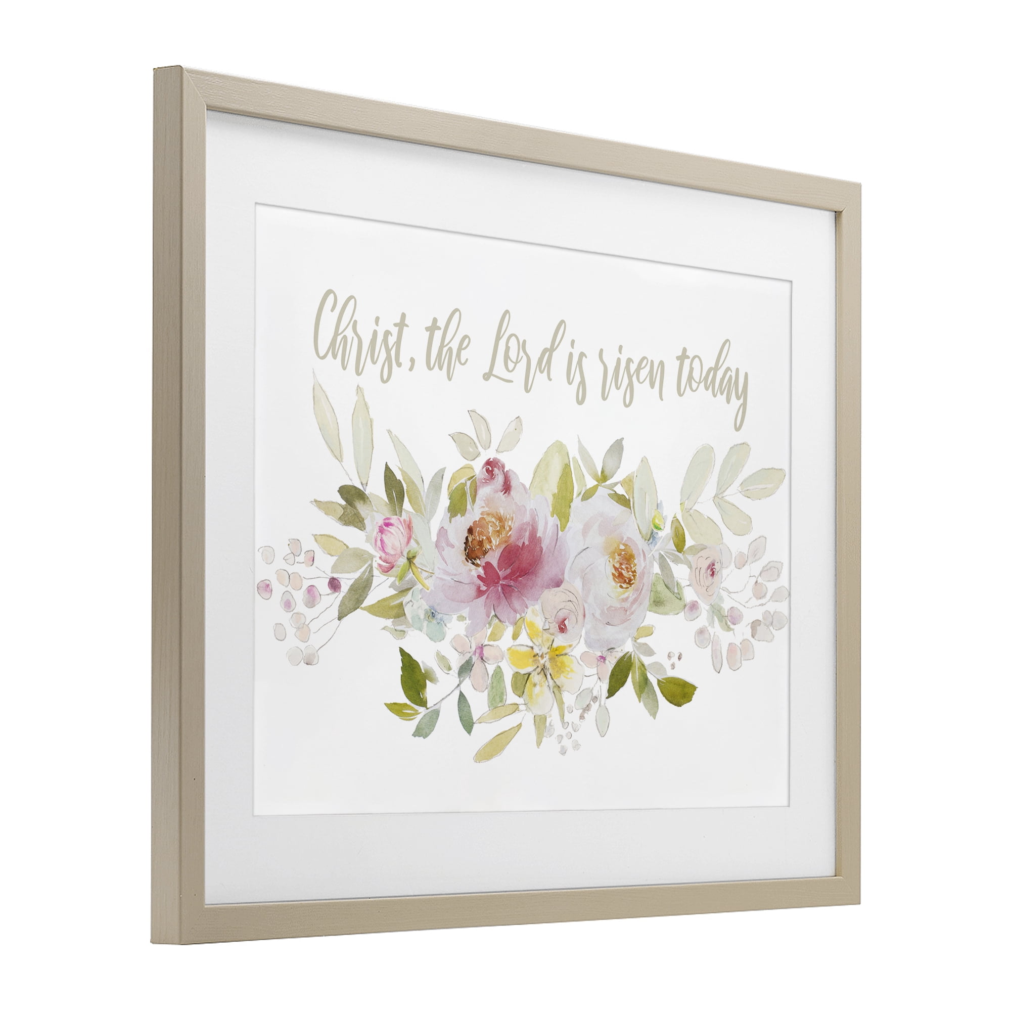 Stupell Industries The Lord Is Risen Florals Birch Framed Print Under Glass, design by Patricia Pinto