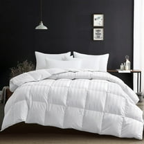 UNIKOME White Feather Fiber Down Comforter with Cotton Cover, Full/Queen