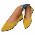 thumbnail image 3 of Xiaoxatg Women's Casual Shoes - Pointed Shallow Mouth Breathable Flat Shoes for Women Large Size Knitted Fashionable Solid Color Footwear 7 Yellow, 3 of 9