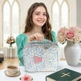 thumbnail image 2 of Personalized Initial Bible Cover Case for Women,Large Bible Tote Bags Organizer Quilted Carrying Case with Durable Handle ,Bible Study Supplies Accessories Christian Gifts for Women, 2 of 5