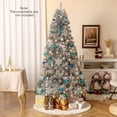 thumbnail image 2 of Gymax 7 FT Pre-Lit Artificial Christmas Tree Silver Tinsel Hinged Xmas Tree, 2 of 10