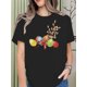 thumbnail image 1 of Women's Easter Egg & Bunny Graphic T-Shirt - Casual Crew Neck, Short Sleeve, Stretchy Polyester Blend, Machine Washable, Spring/Summer Collection, Festive Clothing|Round Neckline Top|Nontransparent M, 1 of 7
