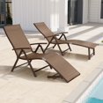 thumbnail image 3 of Crestlive Products Set of 2 Outdoor Aluminum Folding Patio Chaise Lounge Chairs, Brown, 3 of 5