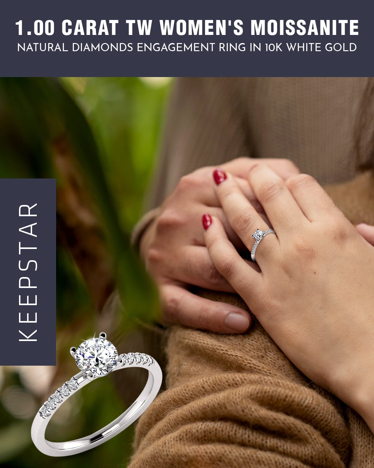 1.00 Carat TW Women's Diamond Halo Engagement Rings in 10k White Gold