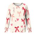 thumbnail image 5 of Royisotas Long Sleeve Womens Sweatshirts Plus Size Bow Graphic Winter Pullover Red Casual Raglan Crew Neck No Hood Tops, 5 of 5
