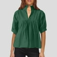 thumbnail image 2 of Womens Summer Tops Womens Long Sleeve Layering Tops under Scrub for Women Long Sleeve Causal Blouse Shirts with Sleeves Loose 3/ 4 Zip Pullover Fall Sweaters Plain Teal XL, 2 of 5