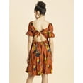 thumbnail image 3 of MoomayaWomens PrintedSquare Neck Summer Dress,Short PuffedSleeves Tiered Cotton Dress, 3 of 8