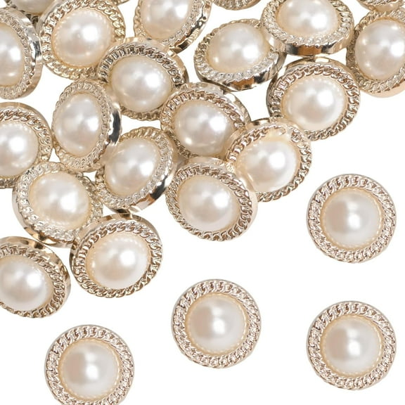 Faux Pearl Buttons, 30pcs Acrylic Round Chain Lace Sunflower Pearl Buttons for Shirt, Knitted Dress, Sewing & Clothing Decor, 15mm