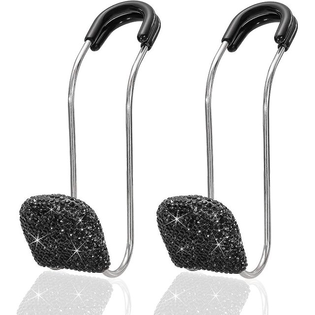 Gancho para respaldo de asiento de automóvil LIUYMXG Con diamantes de imitación 2 piezas Negro