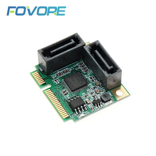 Adaptateur Convertisseur 2 Ports Mini PCI-E PCI Express vers SATA 3.0, Carte d'Extension de Disque Dur pour Windows Mac Linux OS Rouge
