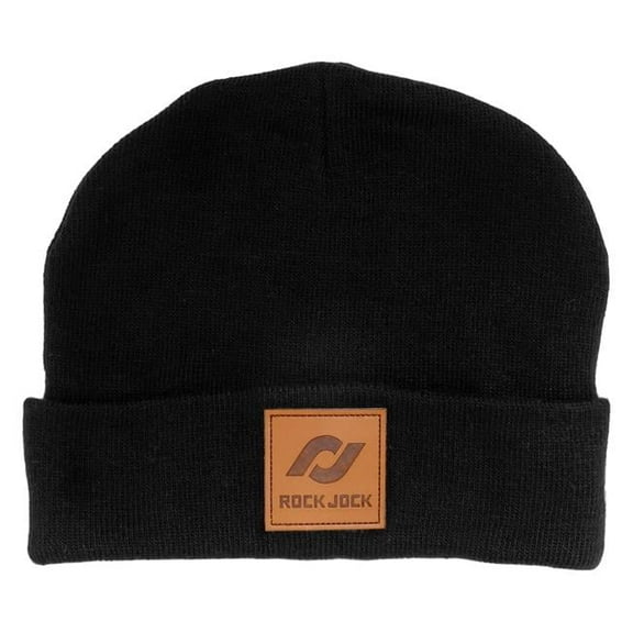 Beanie with Leather  Patch Hat, Black