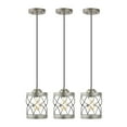 thumbnail image 2 of JONATHAN Y Marelle 6.5" 1-Light Farmhouse Industrial Iron Filigree Caged Jar LED Pendant, Antique Silver (Set of 3), 2 of 11
