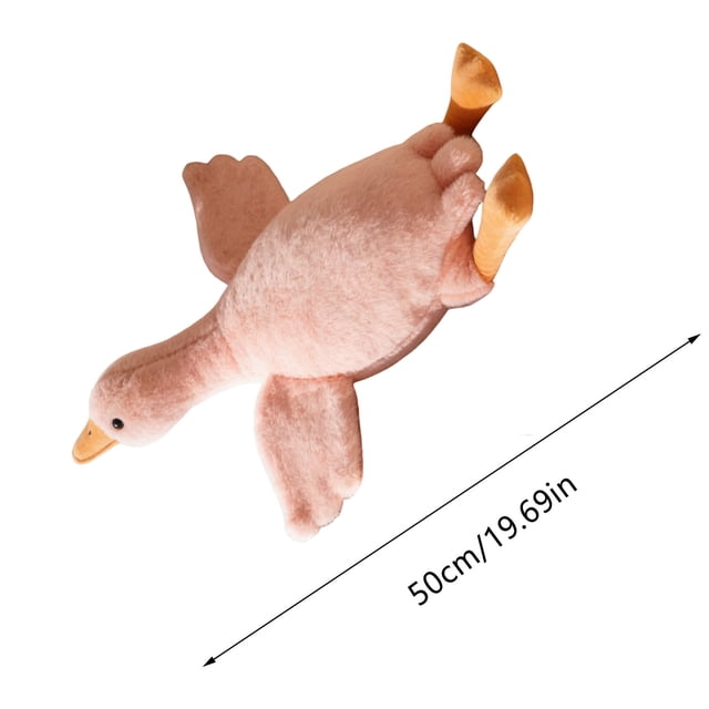 Homekingdee Brown Large White Goose Lying Down Plush Pillow Toy - Long Rectangular Form for Soothing and Sleep, Home Decor Accent