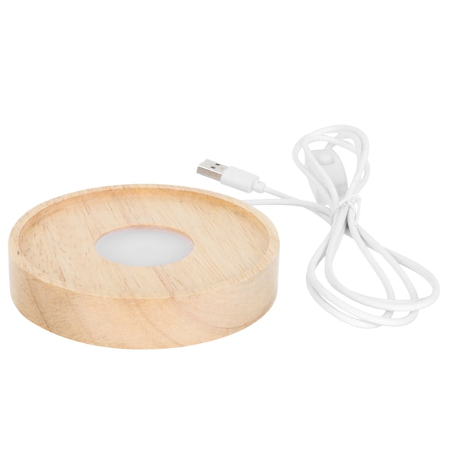 LED Glowing Light Base Wooden Luminous Pedestal Creative Crystal Ball Stand