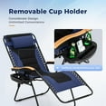 thumbnail image 2 of YEXJ Oversized XXL Padded Zero Gravity Lawn Chair Anti Gravity Lounge Chair Foldable Recliner 30" Wide Seat Outdoor Camp Chair for Poolside Backyard Beach, Support 400lbs, Blue, 2 of 9