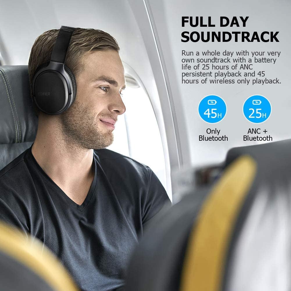 Edifier Wireless Noise Cancelling Headsets with Microphone for PC,Bluetooth Earphones with Touch Control ,Work From Home Headsets,Black