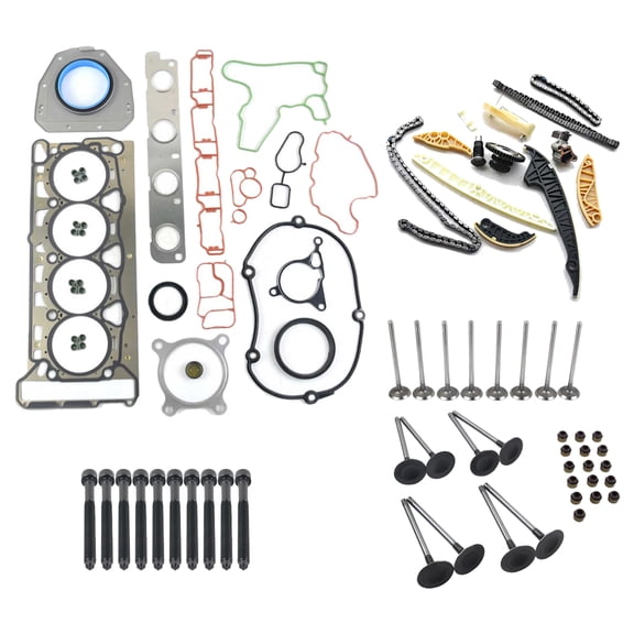 Koomaha For Audi VW 2.0 TSI Jetta Timing Chain Head Gasket Set Intake Exhaust Valves Kit