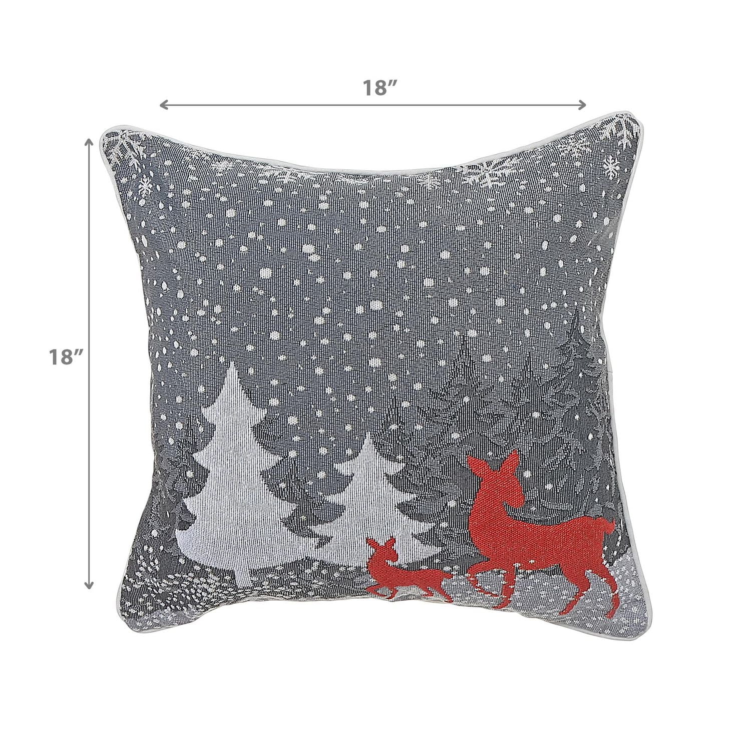 Coussin Tapisserie Renne Et Arbre 18 X 18 - Lot De 2