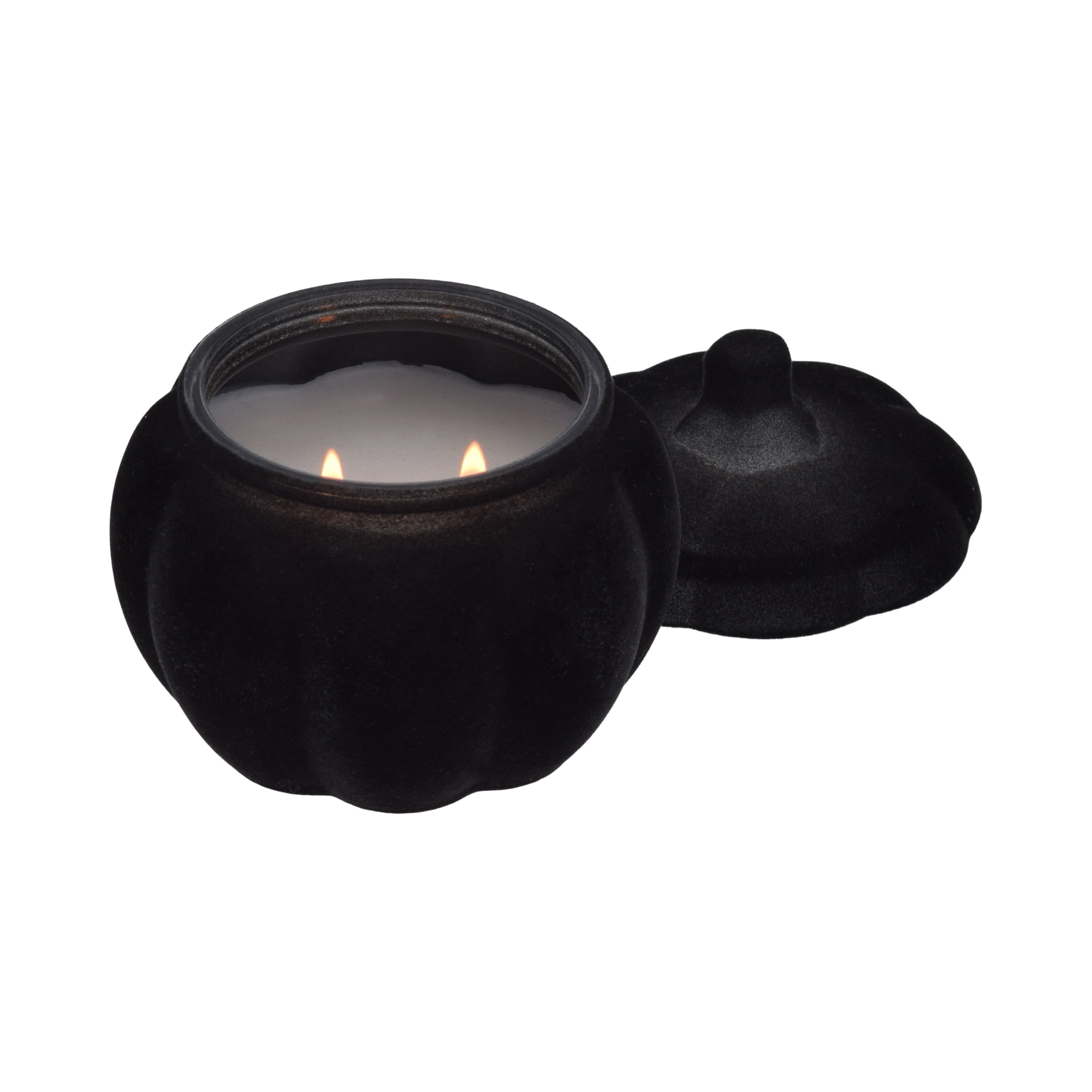 Better Homes & Gardens Warm Leathered Amber Scented 2-Wick 10oz (284.3 g) Medium Flocked Pumpkin Jar Candle