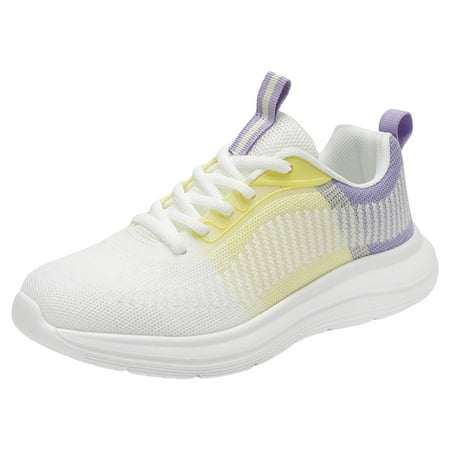 Siilsaa Walking Shoes Women Casual Lace Up Non-Slip Walking Shoes Comfortable Tennis Running Shoes Womens Fashion Sneakers Yellow 8.5
