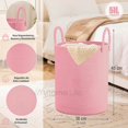 thumbnail image 2 of MAGMALIFE Cesta de Lavandería de Cuerda de Algodón, Plegable y Duradera, con Dos Asas Resistentes, Canasta para Ropa Sucia, Almacenamiento y Organización en Baño, Dormitorio y Hogar Color Rosa Claro, 2 of 7