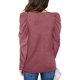 thumbnail image 4 of Top de corte informal para mujer, cuello redondo, mangas abullonadas, Color puro, transpirable, Top para mujer para ir de compras, rojo pardusco XL, 4 of 6