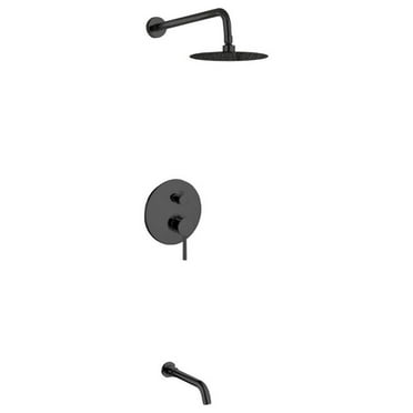 Aqua Rondo Matte Black Shower Set With 8" Rain Shower and Tub Filler