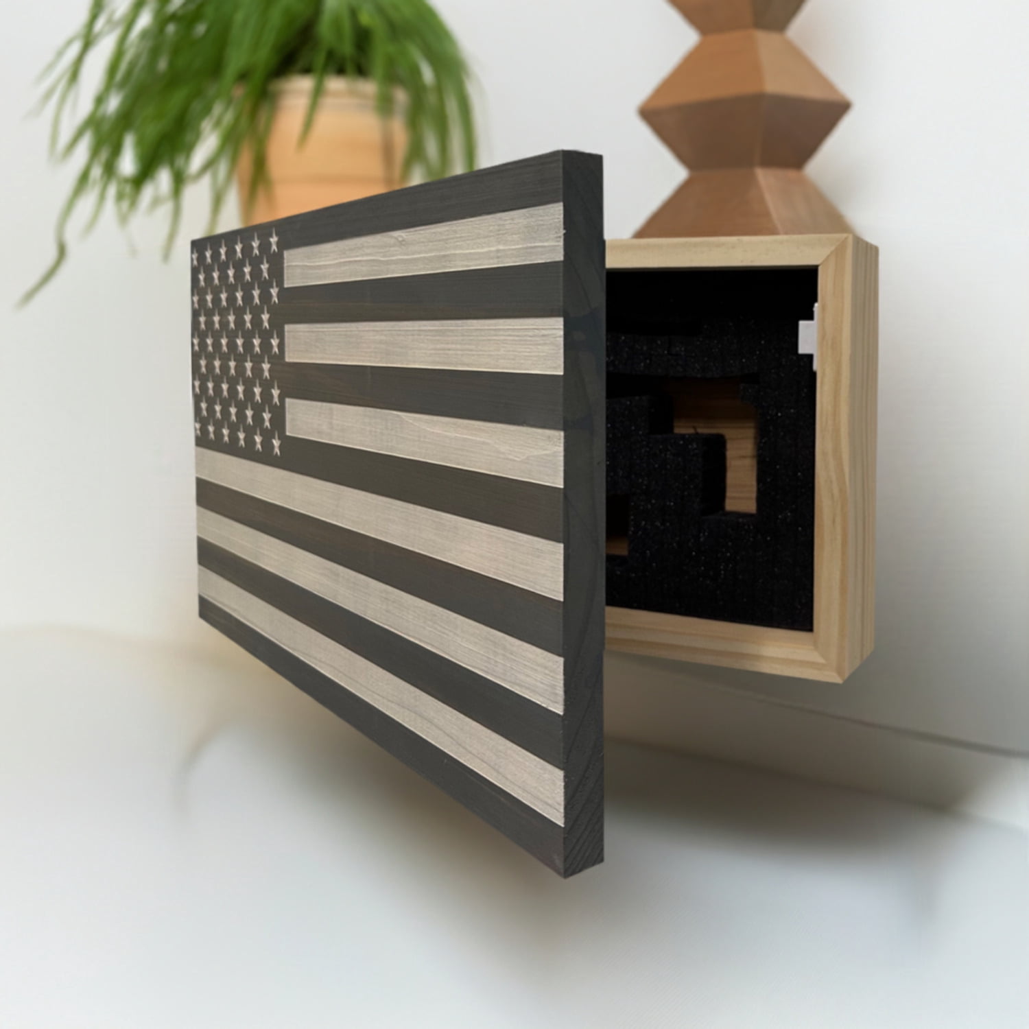 Bellewood Designs American Flag Decorative  Secure Wall-Mounted Gun Cabinet (Gray  White)